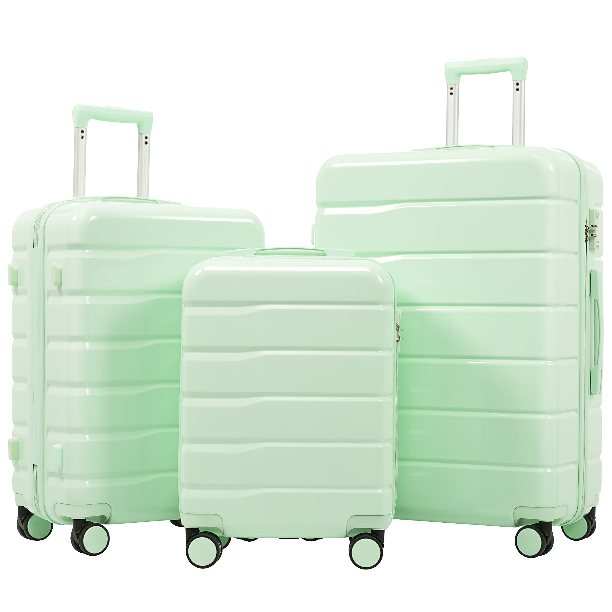 M-L-XL Suitcase Set, 3-Piece (20", 24", 28") with 360° Swivel Wheels & TSA Lock, ABS+PC