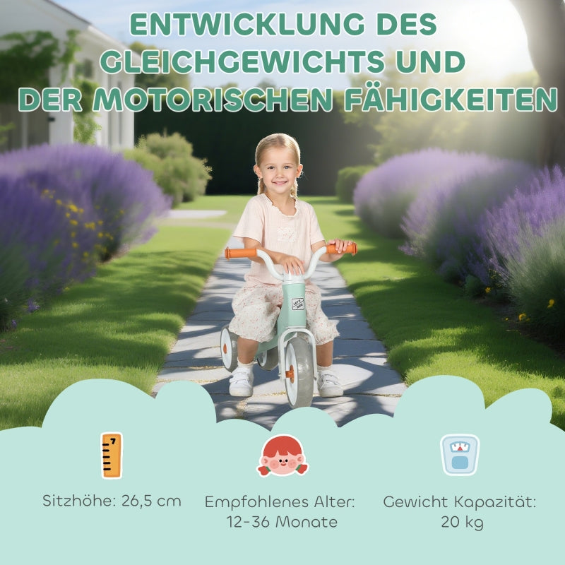 Toddler Balance Bike with 3 Silent Wheels for 12-36 Months Boys and Girls, Green