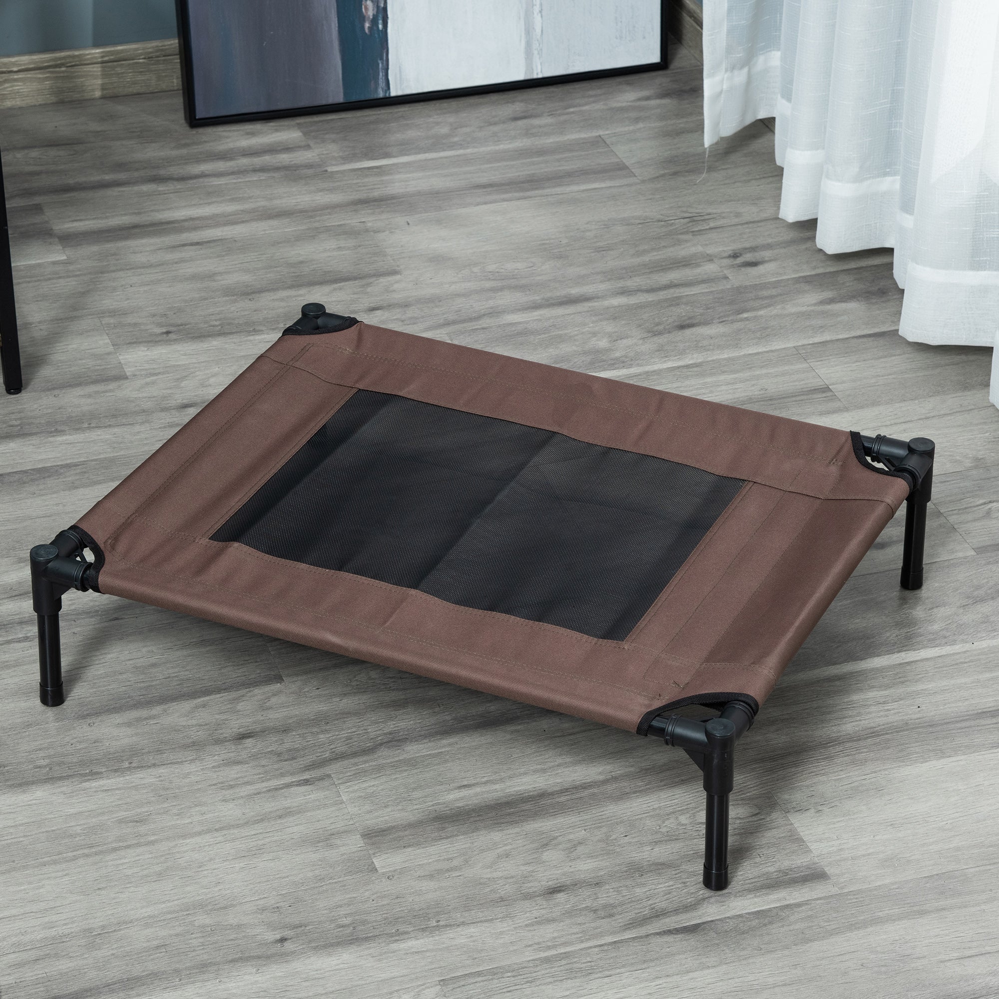 Outdoor Dog Bed, Raised Pet Bed with Washable Mesh, Brown