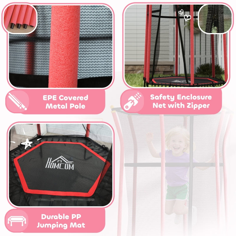 Kids Trampoline Mini Bouncer with Safety Net, Red