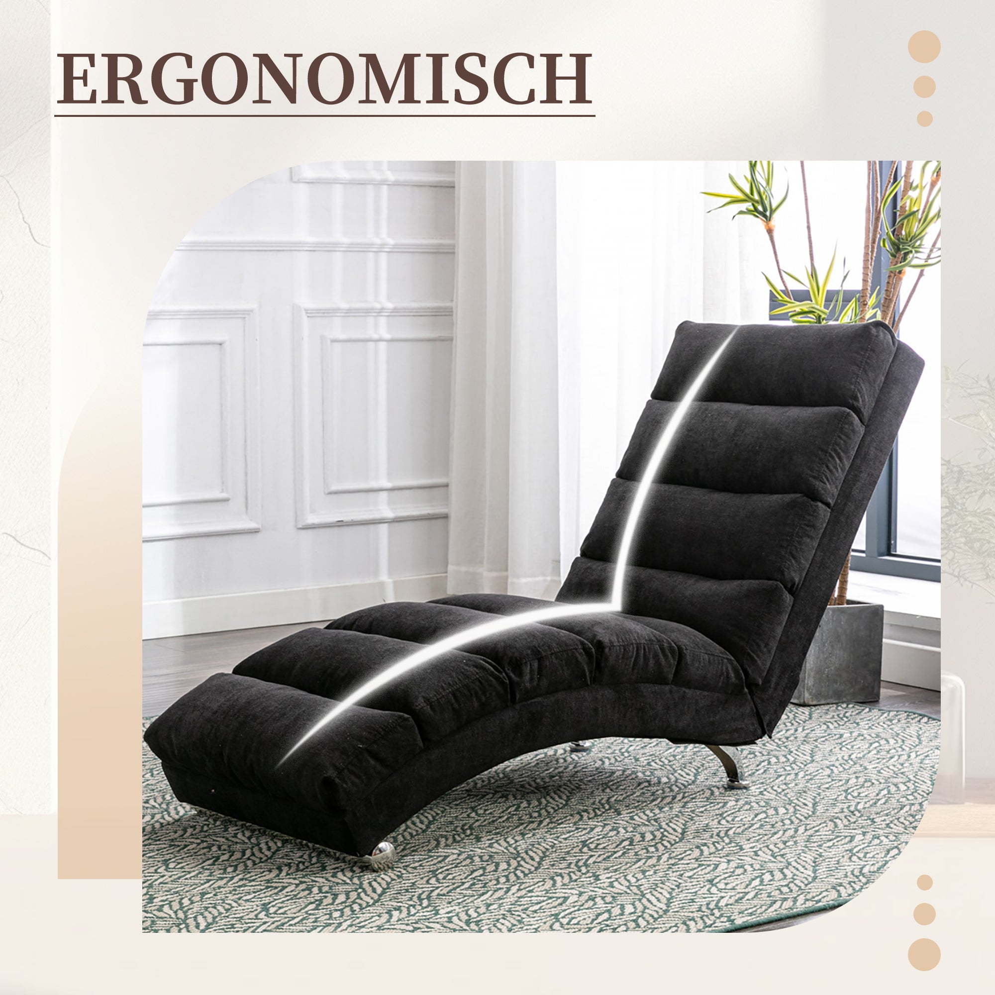 Relaxation Lounger Fixed Reclining Sofa Full Body Support Vibration Side Pockets