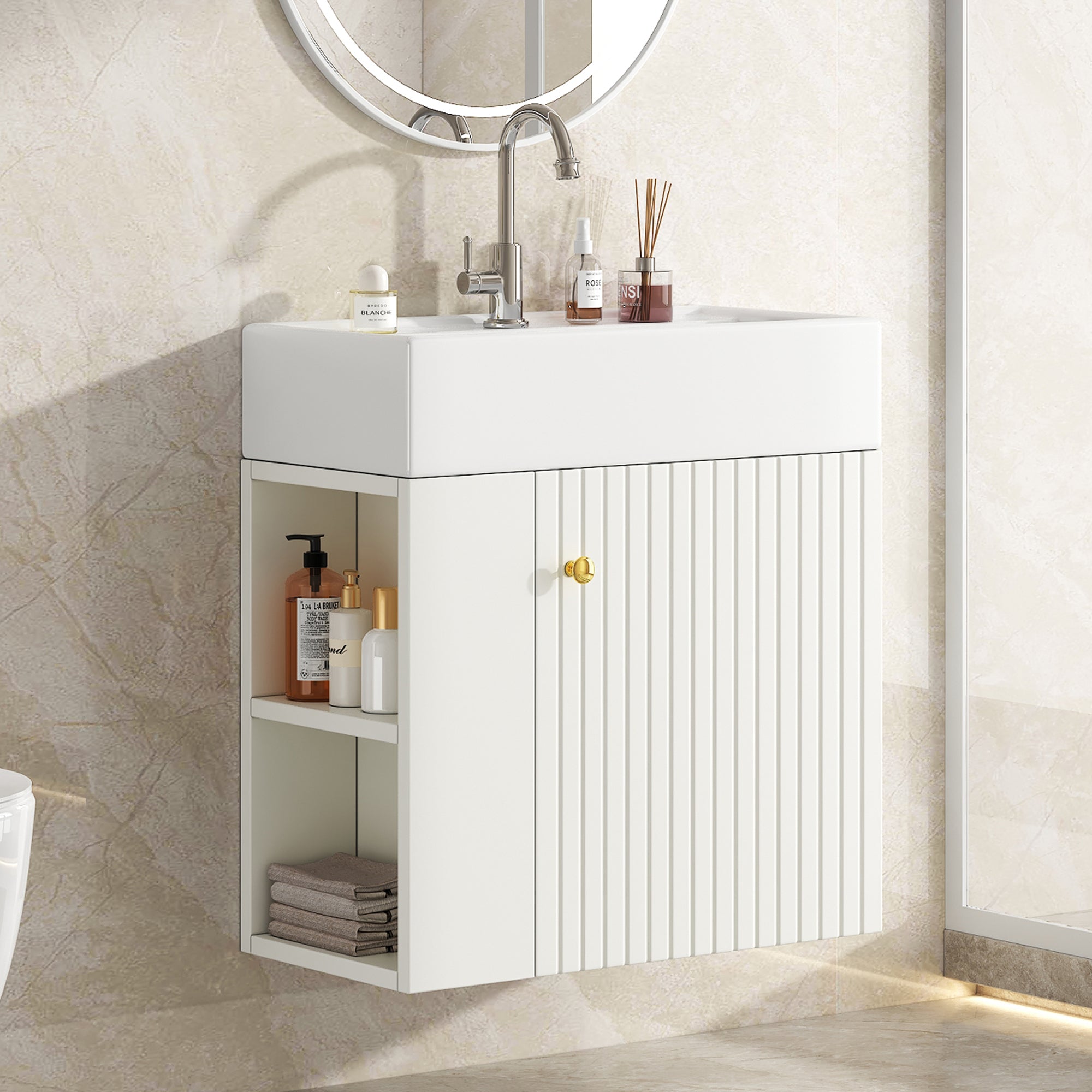 Bathroom Furniture Washbasin with Vanity Unit 55cm, Hanging White