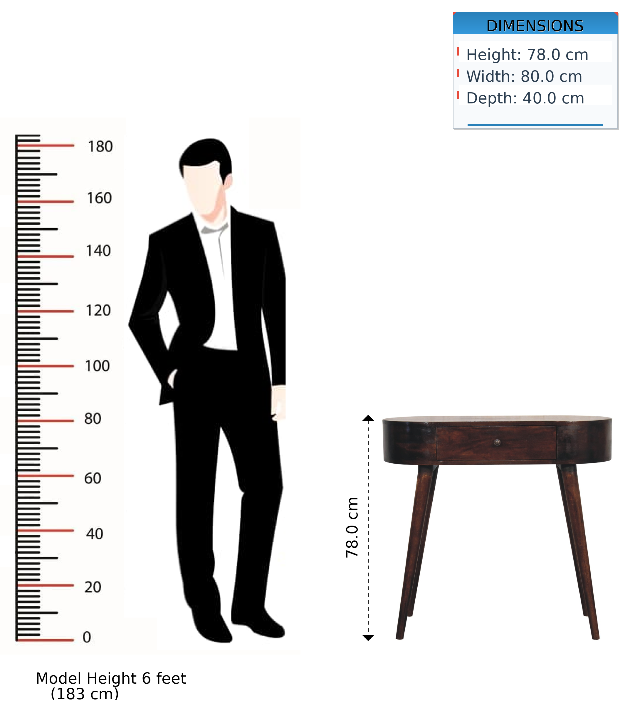 Albion Console Table, 1 Drawer, Solid Wood Brown