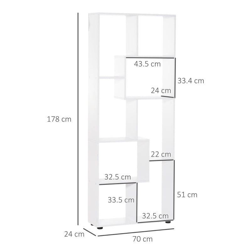 8-Cube Bookcase Tall Display Shelf Standing Storage Rack 70 x 24 x 178cm White