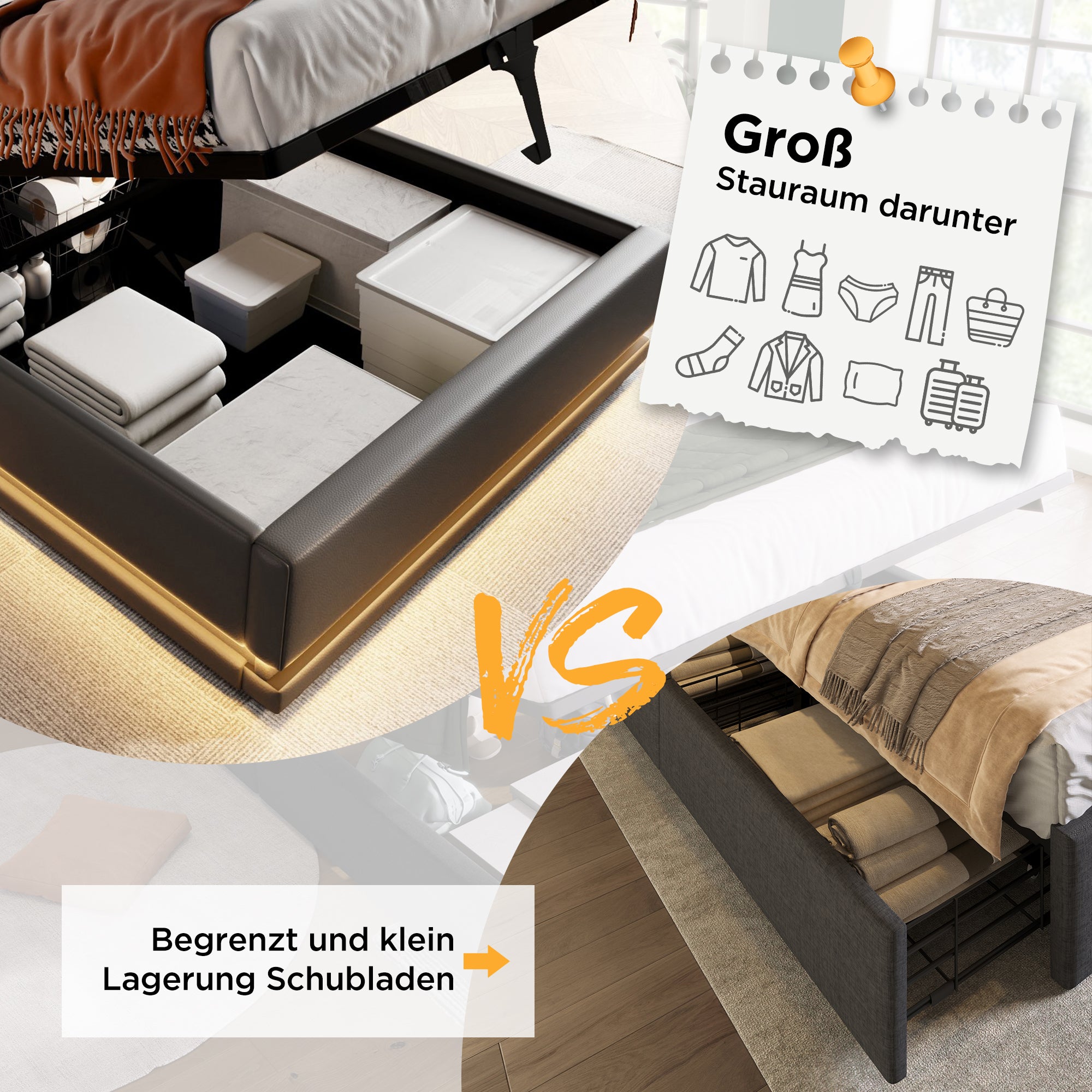 Upholstered Single Bed 90x200cm Hydraulic Storage USB-C LED Headboard, Black PU