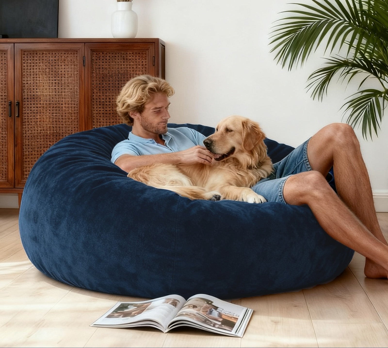 DBC-LANSE Convertible Bean Bag Chair Bed - 2-in-1 Indoor Lounge Solution
