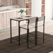 Bar Table with 2 Chairs, 3-Piece Set, MDF, Natural and Black