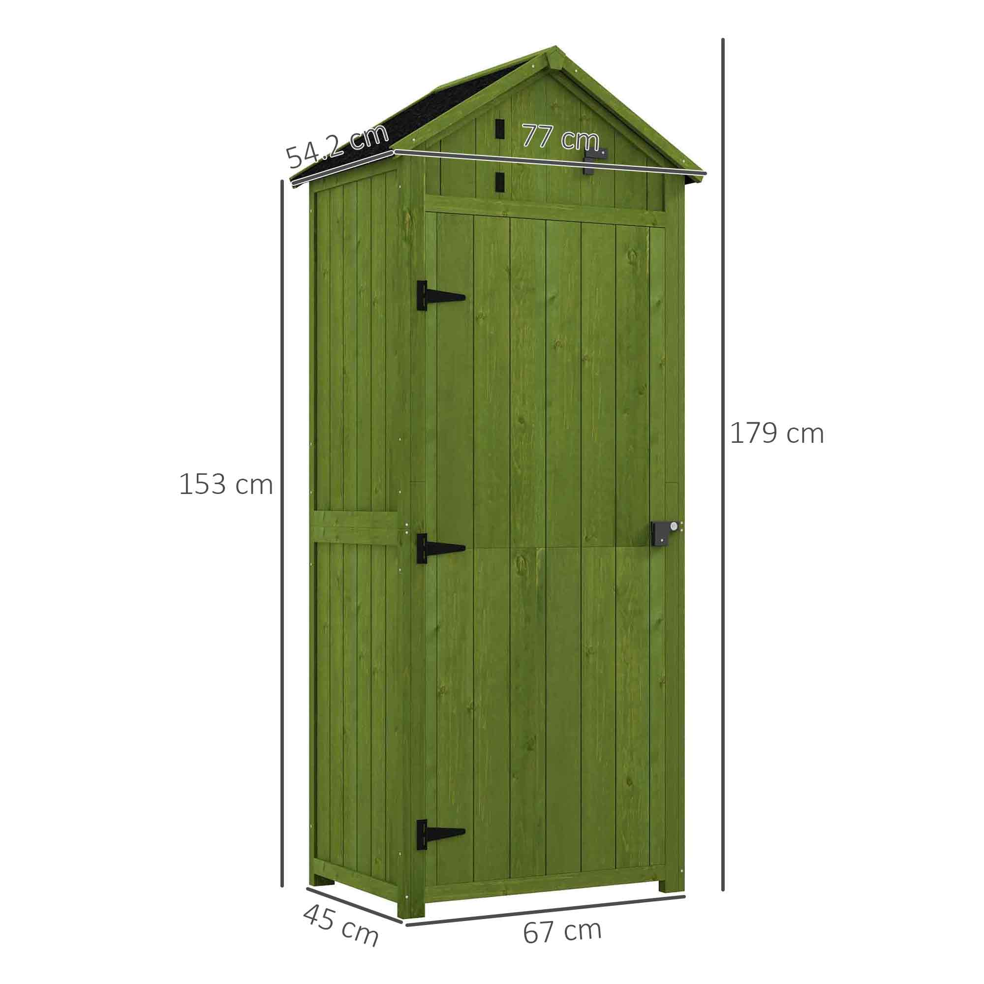 Small Shed, Tall Slim Garden Shed with 3 Removable Shelves, Wooden Green