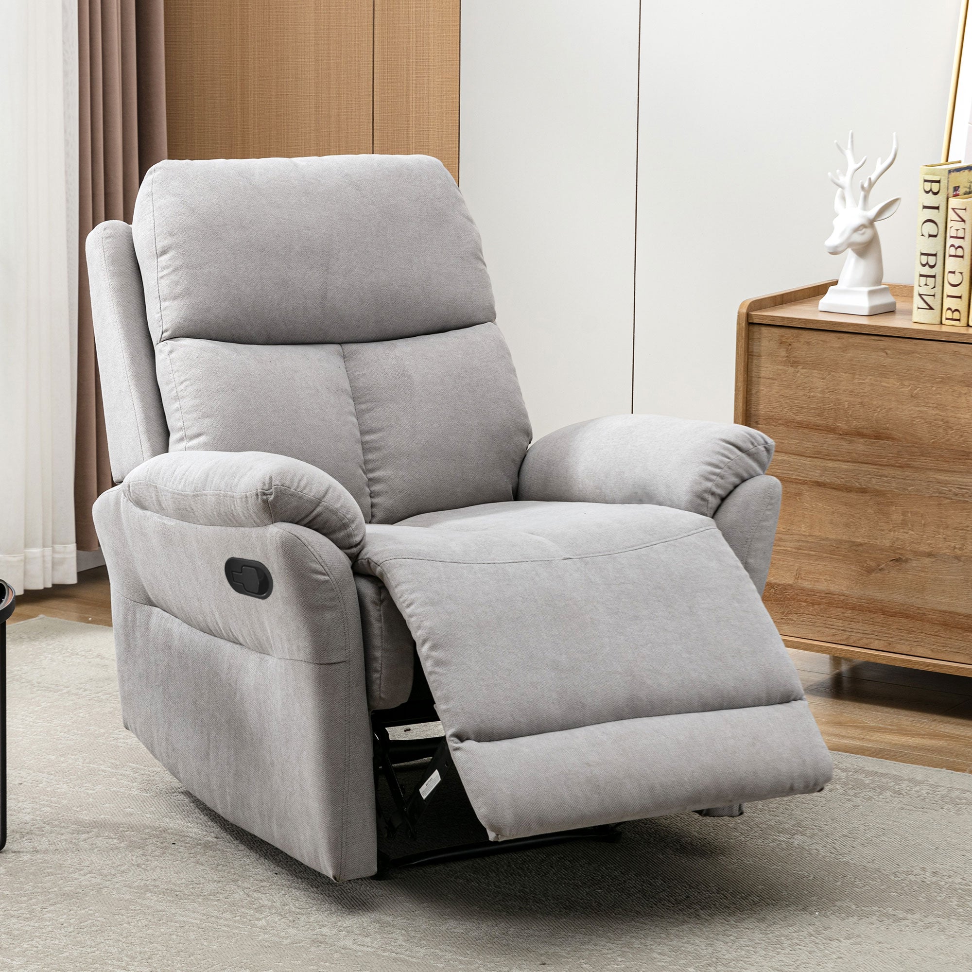 Recliner Chair for the Elderly, Adjustable Upholstered Armchair with Side Pockets, Gray Fabric