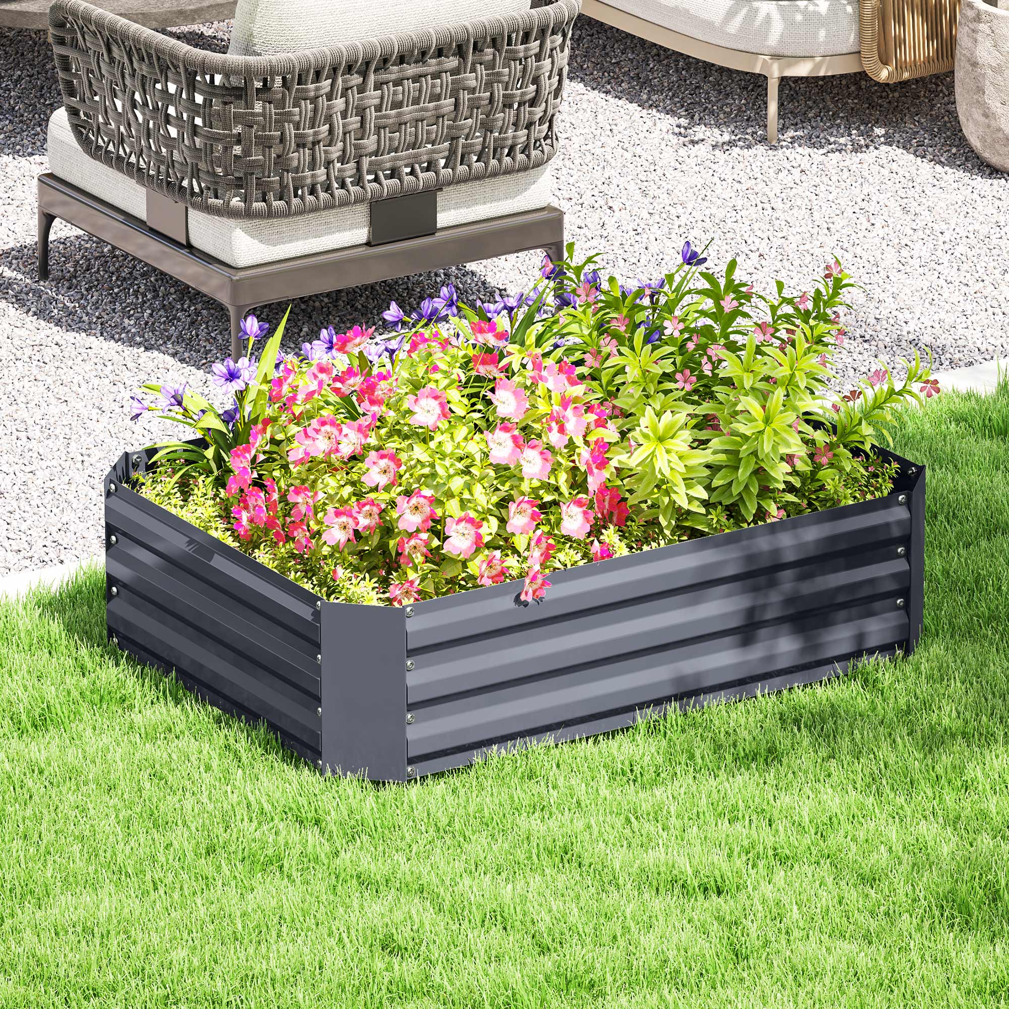 Raised Bed, Steel, 120x90x30cm, for Garden & Balcony, Steel