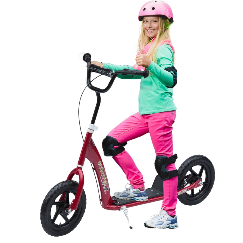 Kids' Kick Scooter with Rear Brake and Height Adjustable Handlebars, Red Steel