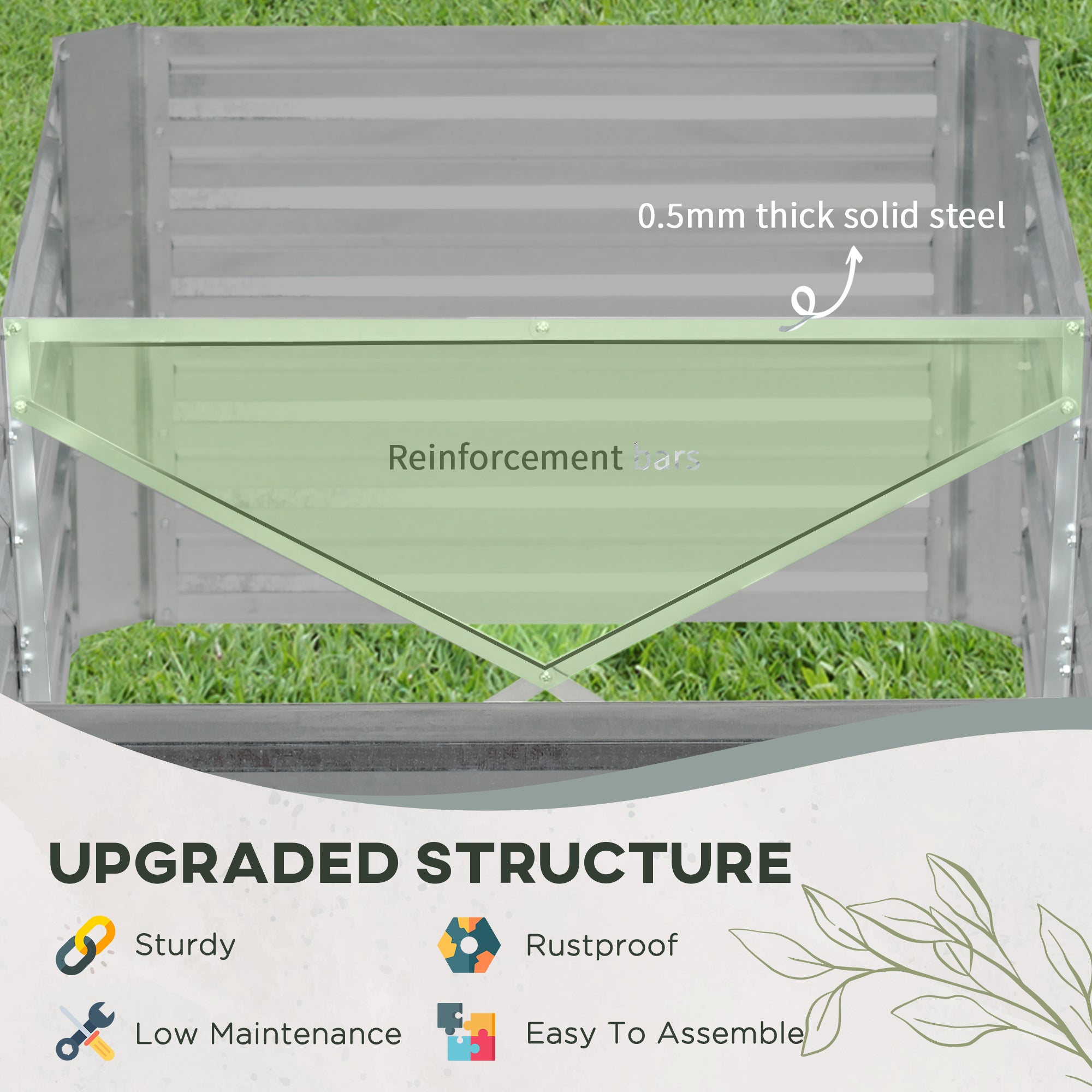 Raised Beds, Outdoor Planters 180 x 90 x 59 cm, Light Grey Galvanised Steel