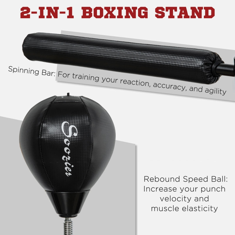 Adjustable Speed Bag Boxing Bag with Stand Reflex Bar Black