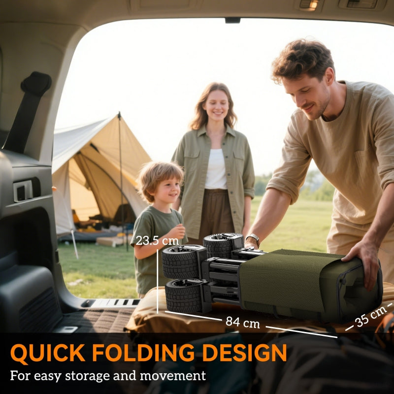 Folding Garden Trolley Collapsible Utility Wagon Steel Frame Green Oxford Fabric