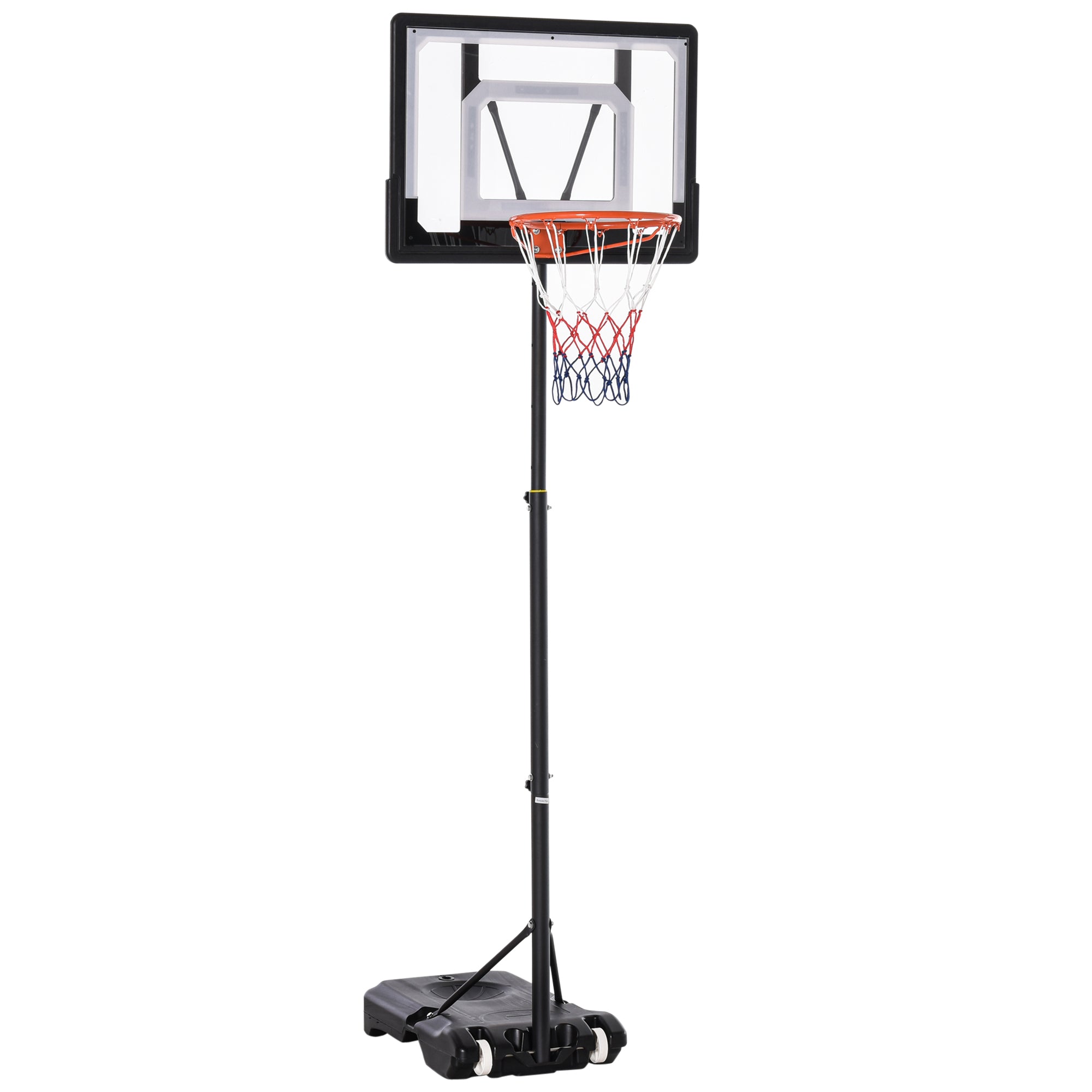 Outdoor Basketball Hoop, Height-Adjustable Stand with Wheels, Black