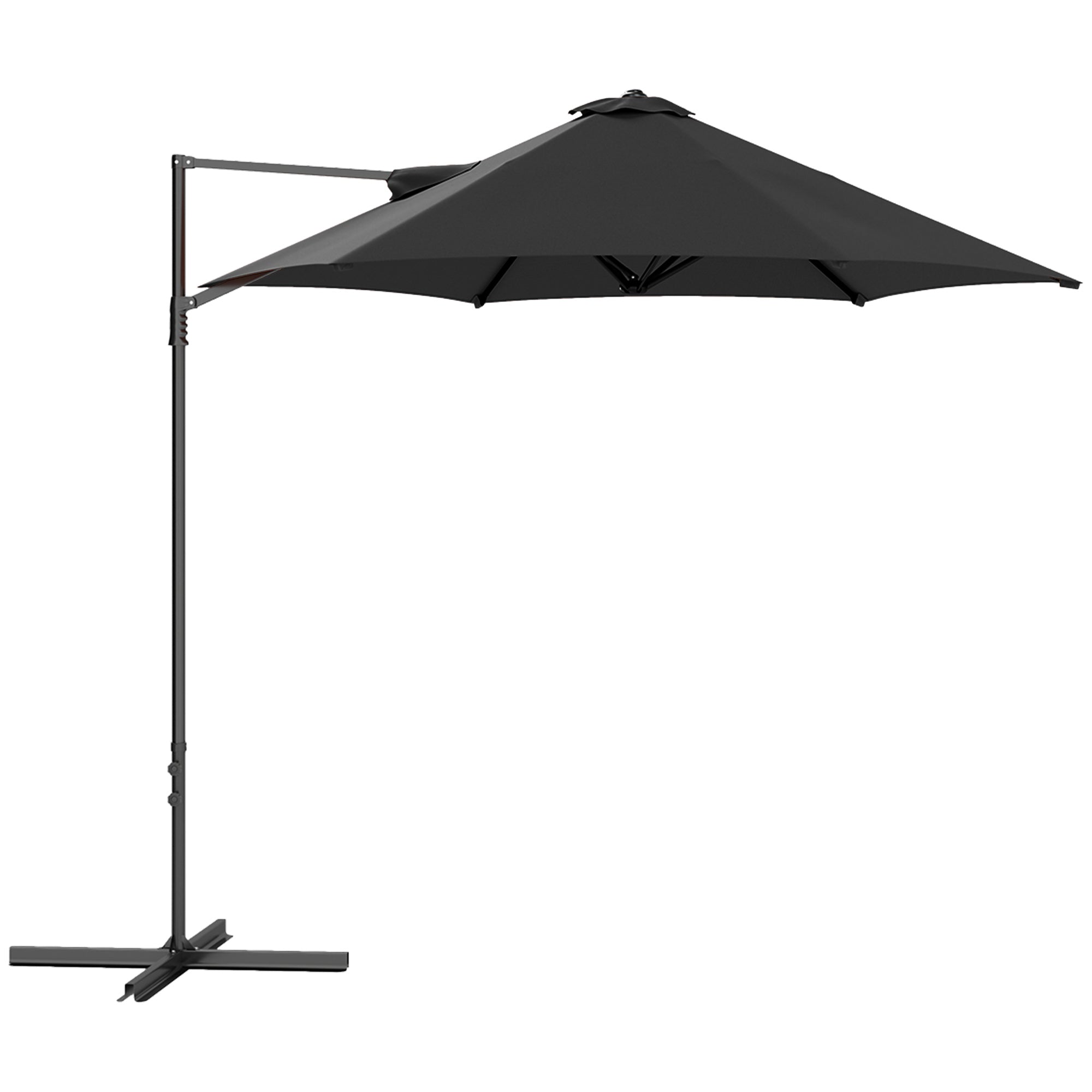 2.5M Cantilever Parasol Offset Patio Umbrella 360° Rotation Black
