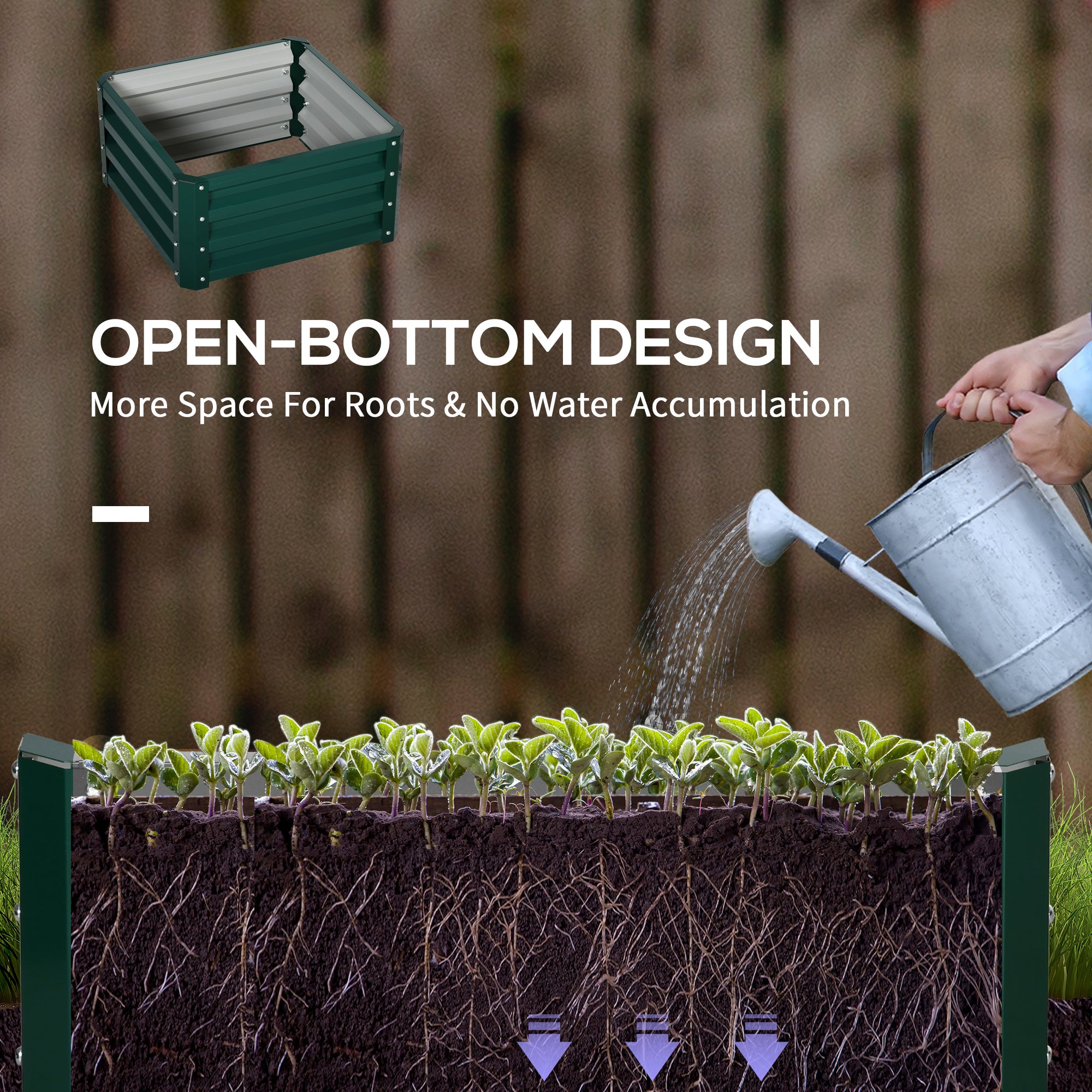 Planter Boxes, 60 x 60cm, Steel, Green