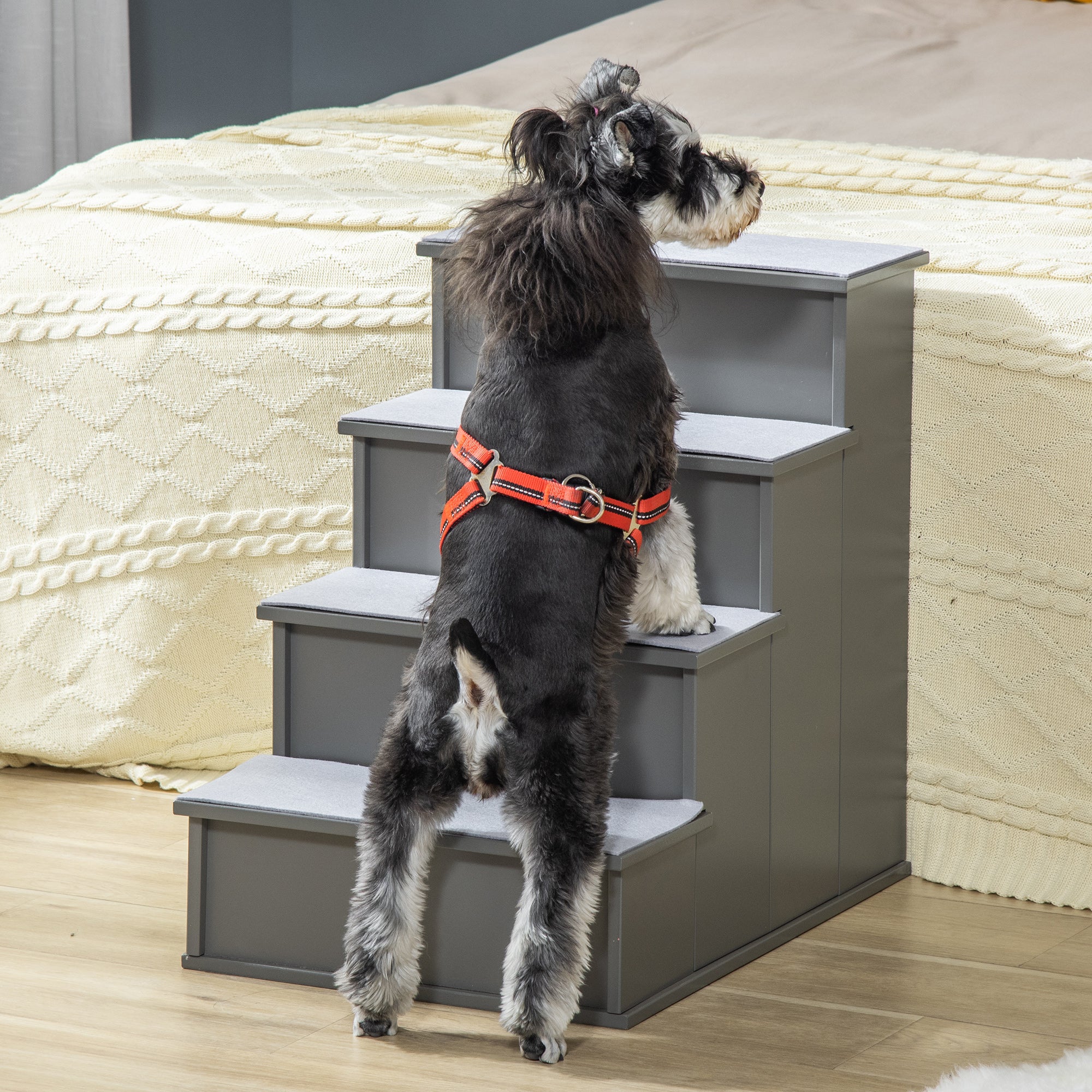 Pet Stairs 4-Step Entry Aid Non-Slip Gray