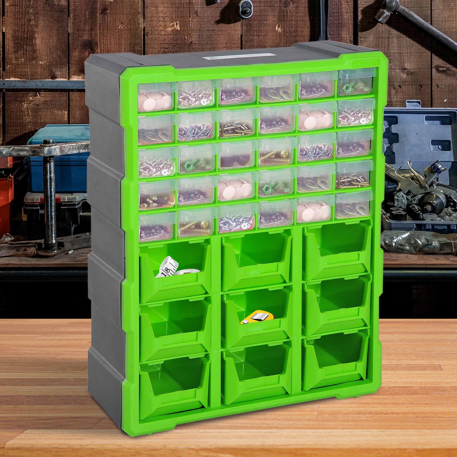 DURHAND Sorting Box with 39 Compartments, L38xW16xH47.5cm, Green