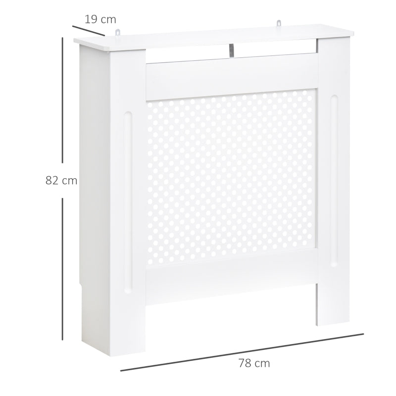Modern Radiator Cover Small Grill Style Diamond Design Wooden Heating Cabinet, Painted White