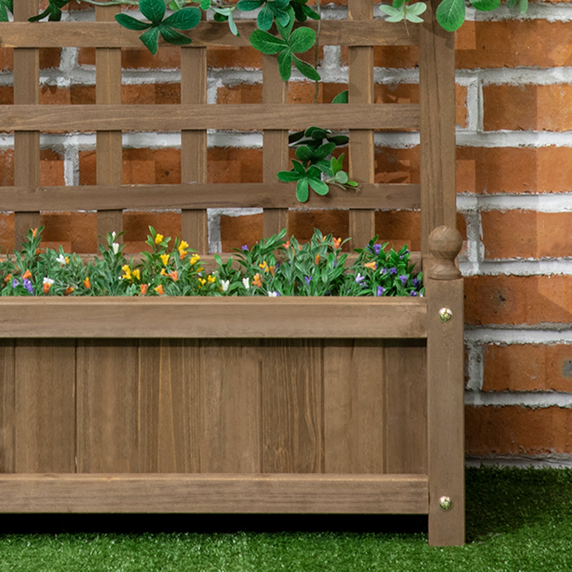 Garden Planters Trellis Raised Bed Wood Brown