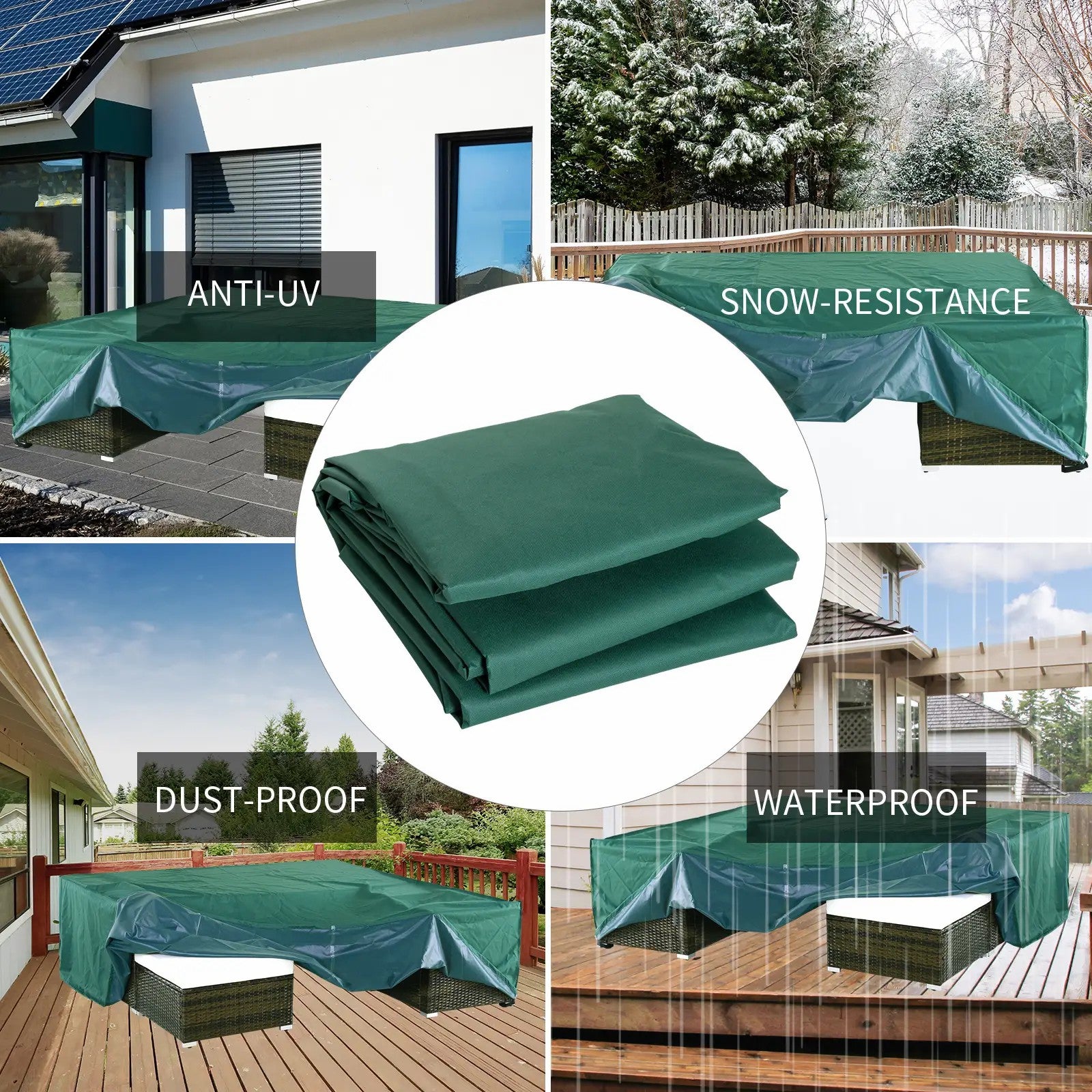 Garden Furniture Cover Waterproof Anti-UV Oxford Fabric Green