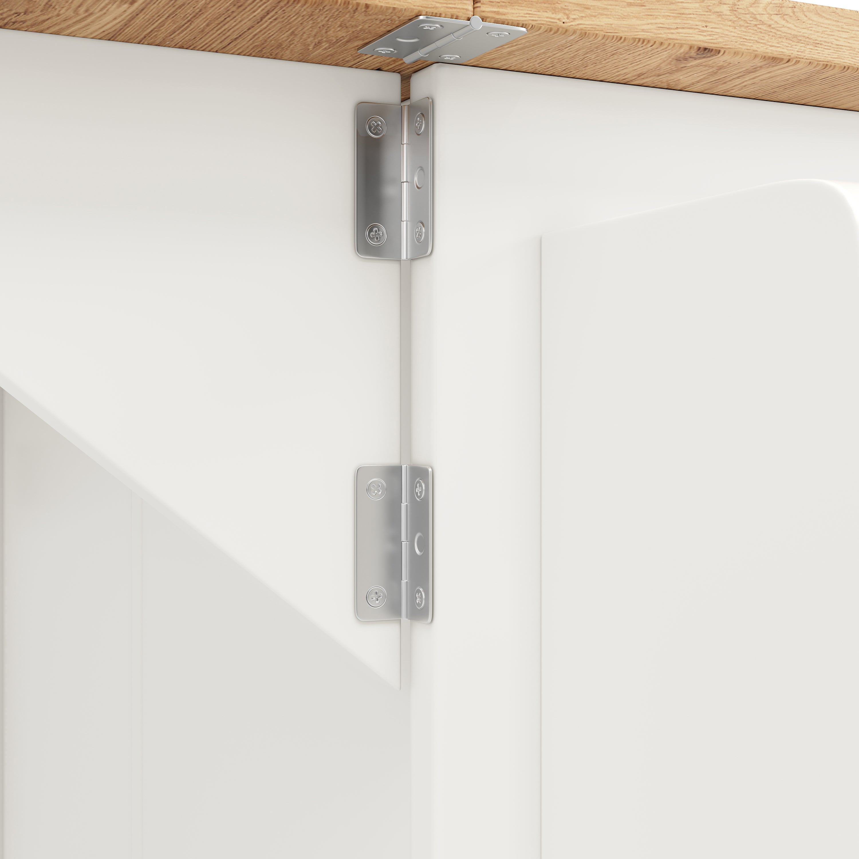 Kitchen Island Sideboard Multifunctional Dining Table Storage Wood Grain - White