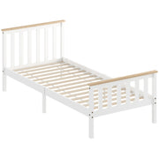 Single Bed Wood Frame Lower Storage - Natural Wood/White