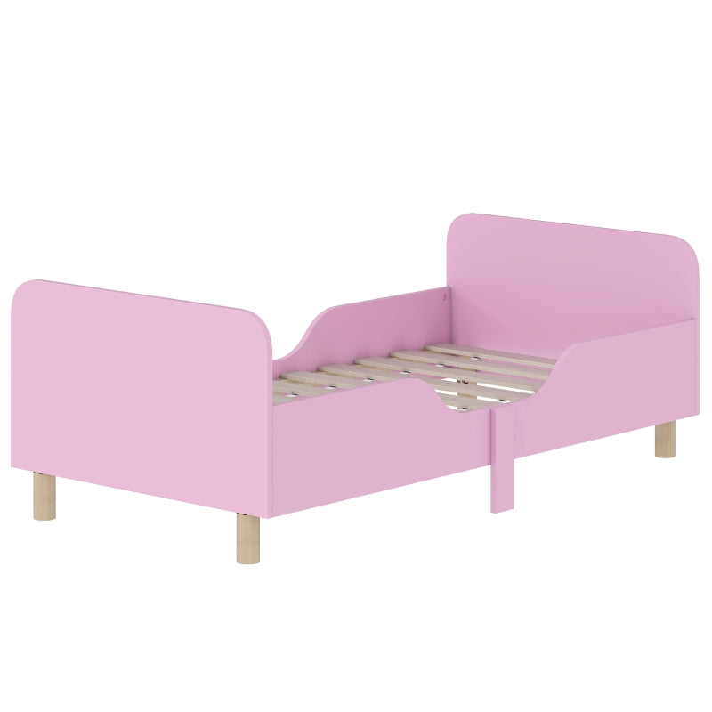 Children's Bed Frame, Single with Safety Rail, MDF Pink