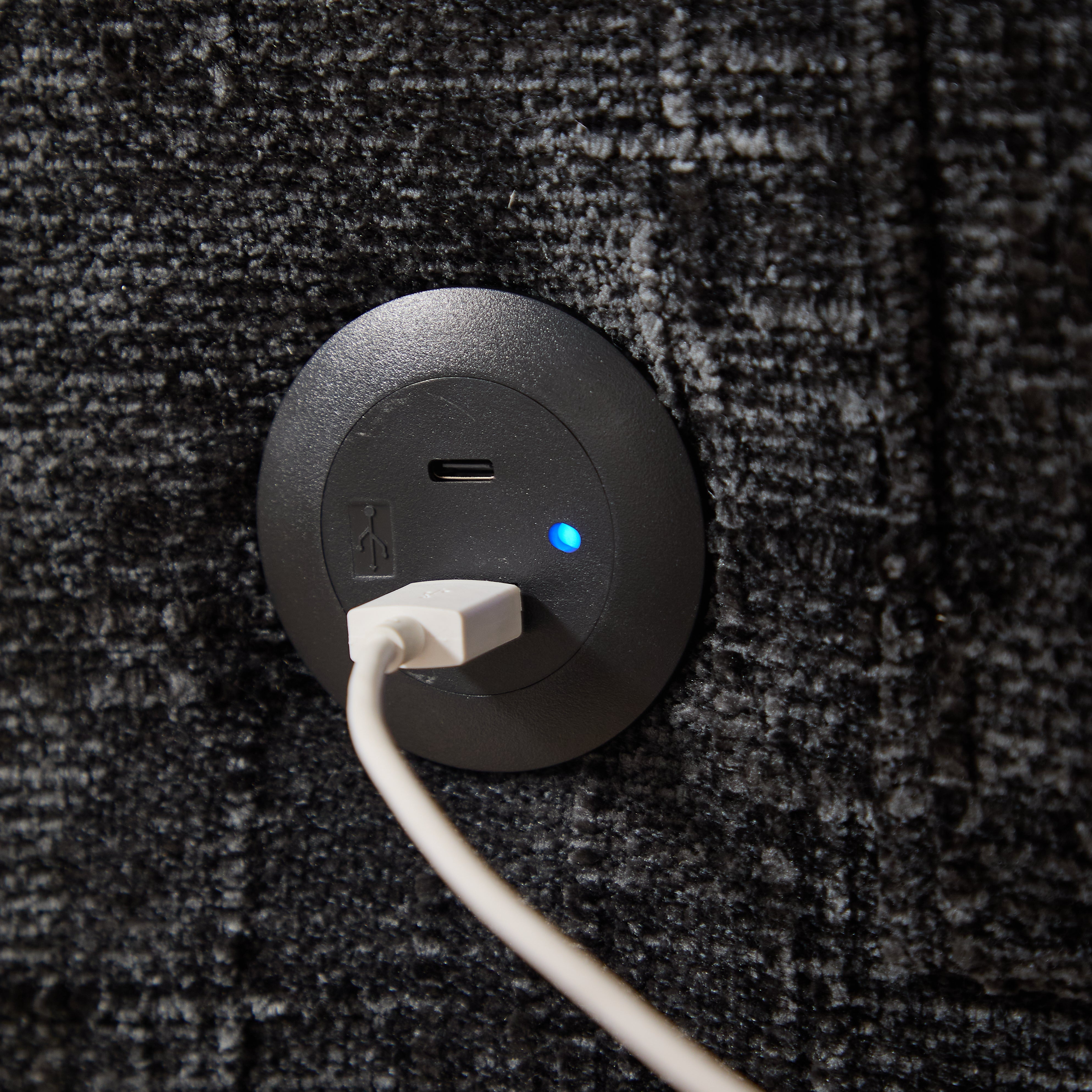 Sofa, 2-Seater with Wooden Legs, LED Light, USB, Storage Bag, Chenille