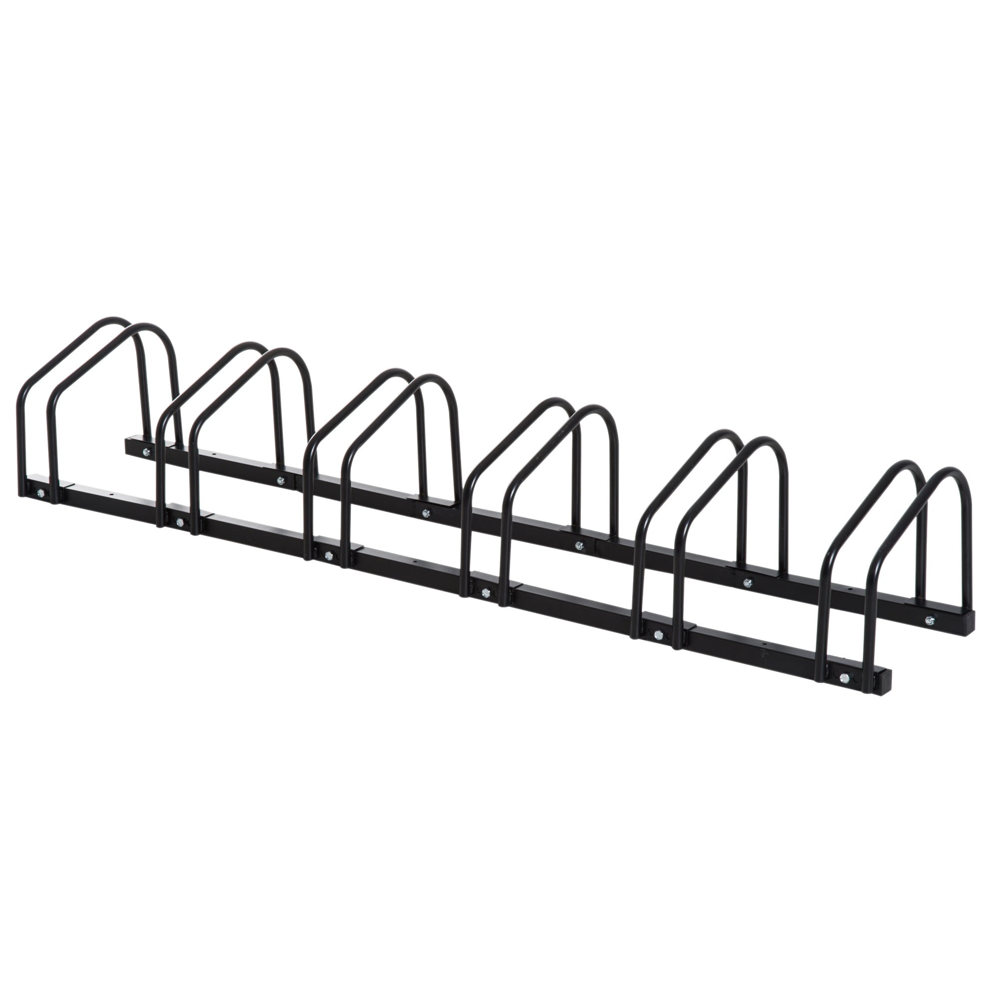 Bicycle Rack Upright Stand Weatherproof Up to 6 Bicycles, Steel Black