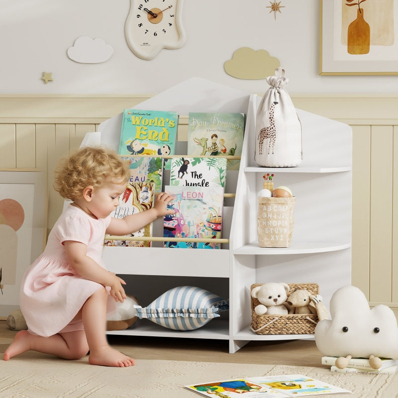 Children's Shelf 7 Shelves Rounded Edges - White