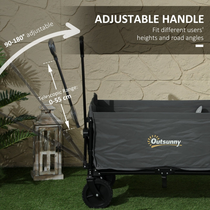 120L Festival Trolley, Folding Compact Cart with Adjustable Handle, Grey
