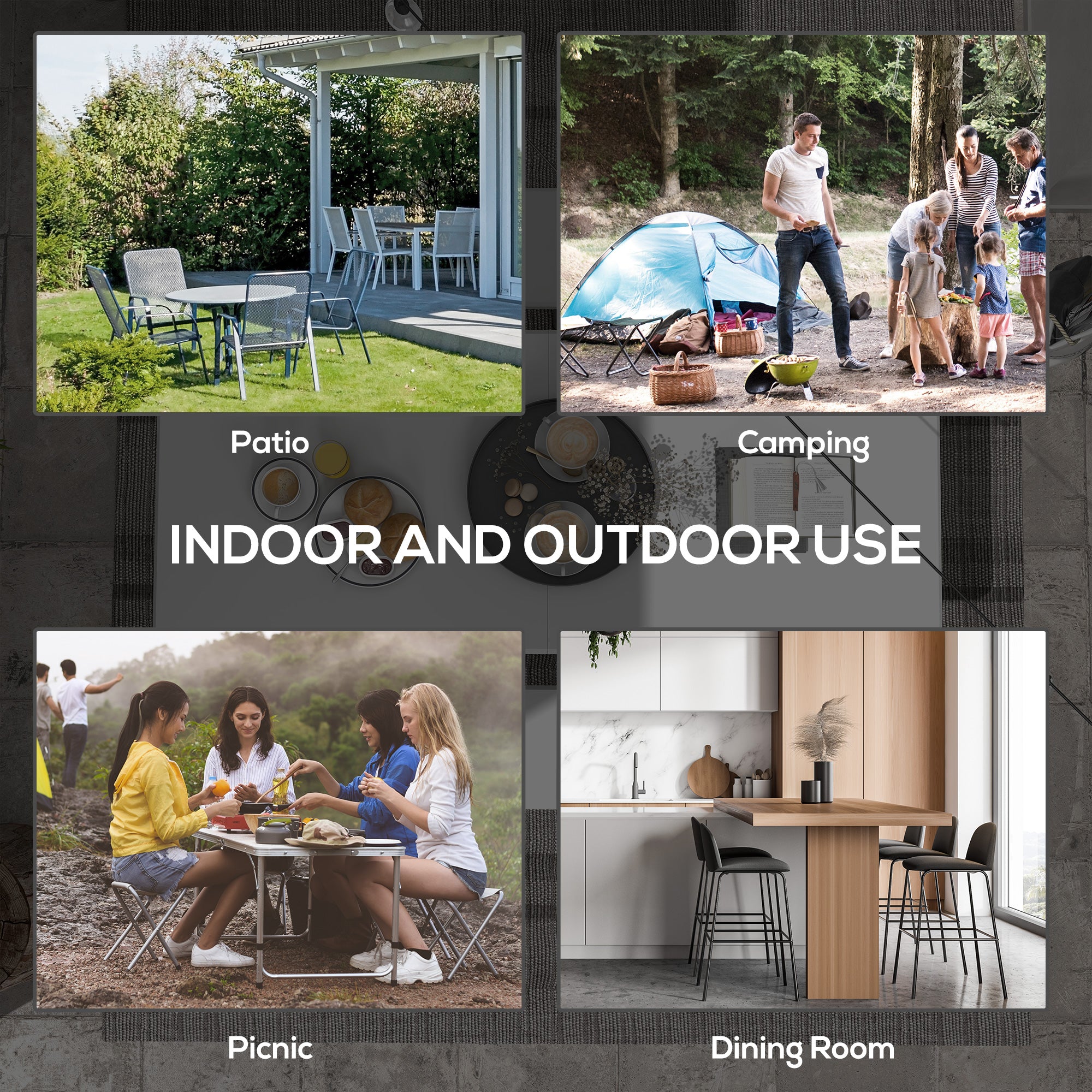 Folding Garden Table - 180x75cm Rectangular Outdoor Picnic Table for 6 - HDPE White