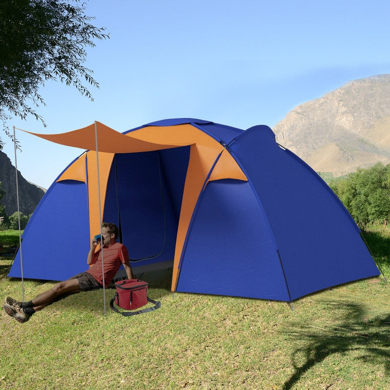 Camping Tent, 4-6 Man Large Tunnel Tent with 2 Bedroom & Porch, 2000mm Waterproof