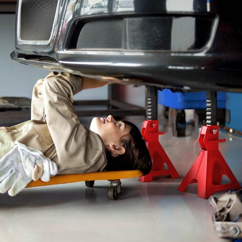 Jack Stand 3 Ton, 2 Pieces, Adjustable, Red