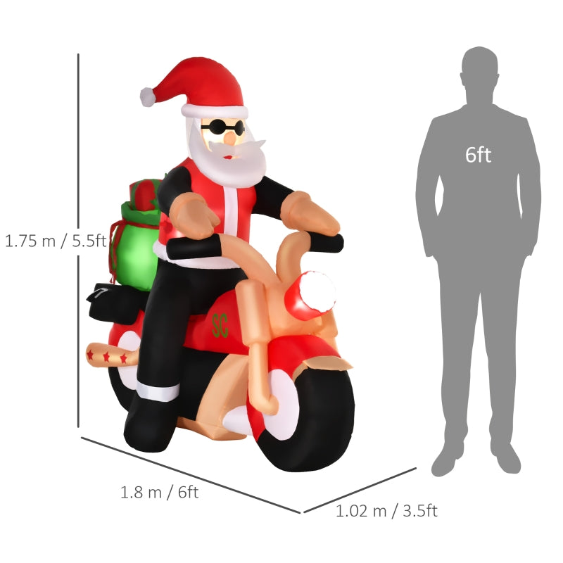 Santa Claus Inflatable, 5.5ft Christmas Motorcycle Decoration for Garden, Blow Up