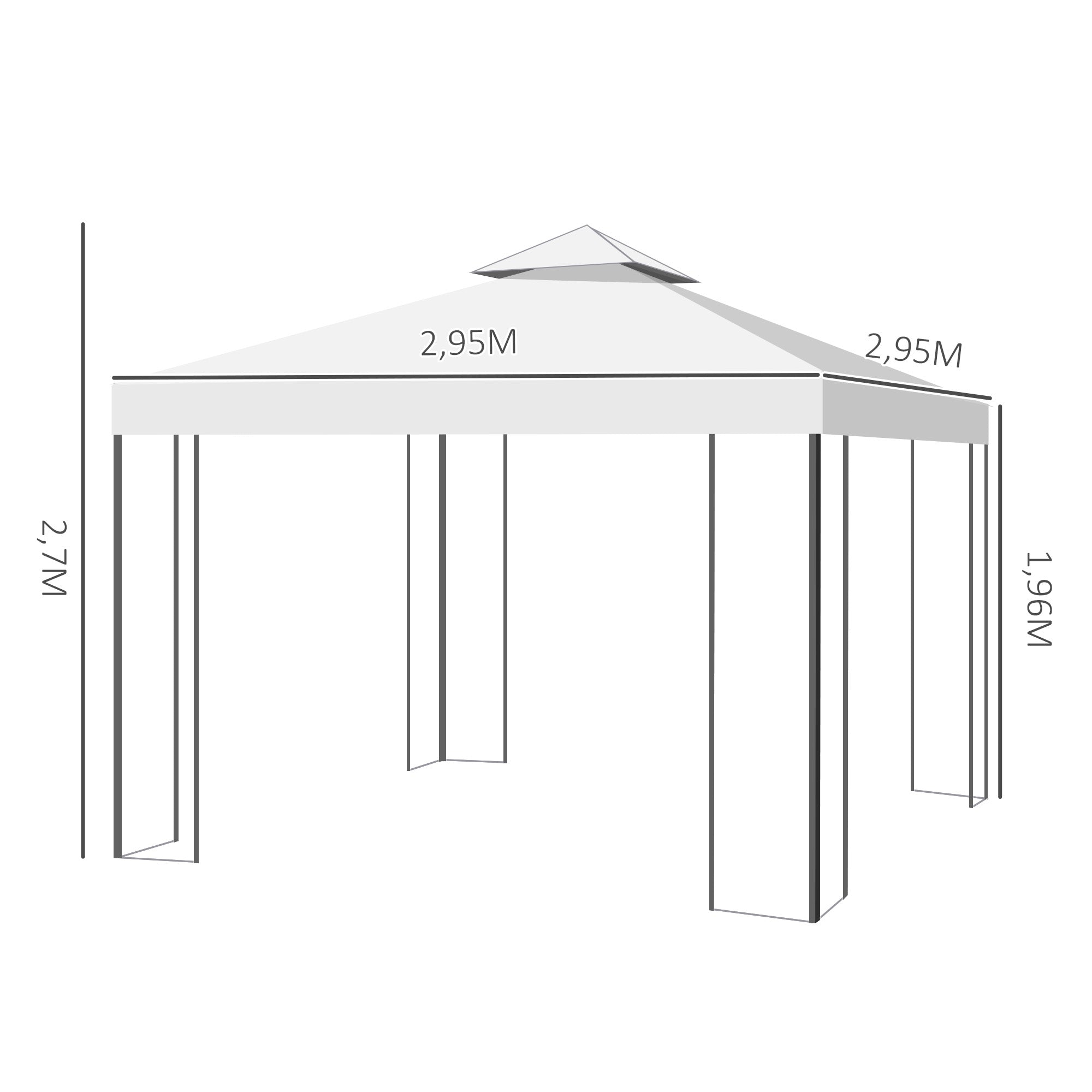 Gazebo 3 x 3m 2 Tier Roof Decorative Steel Frame - Cream