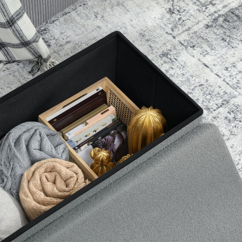 Storage Ottoman Bench with Storage Space and Lid, Dark Grey