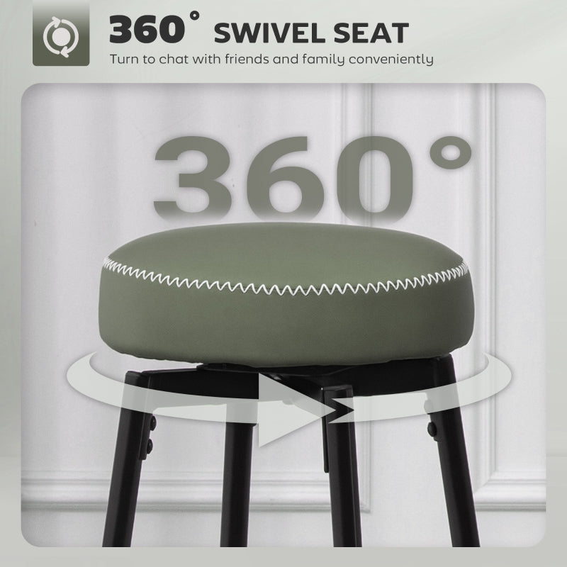 Set of Two Bar Stools Faux Leather Green/Black