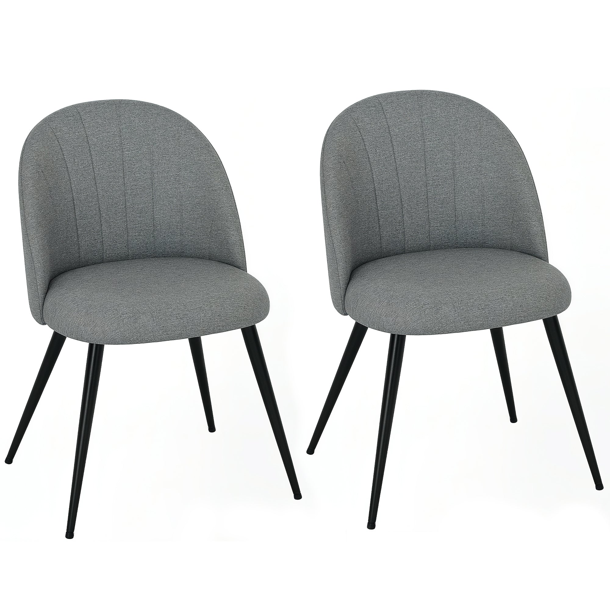 Dining Chairs Set of 2, Modern Upholstered Shell Back Metal Legs Padded Seat, Grey