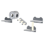 4PCs Wall-Mounted Cat Tree, Steps, Perch, Cat House - Grey