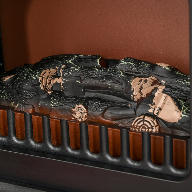 Freestanding Electric Fireplace Heater Log Flame Effect 950/1850W, Black