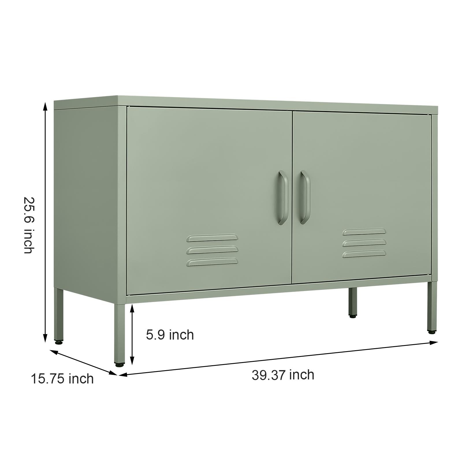 Metal Storage Cabinet with Adjustable Dividers and Cable Management, Green