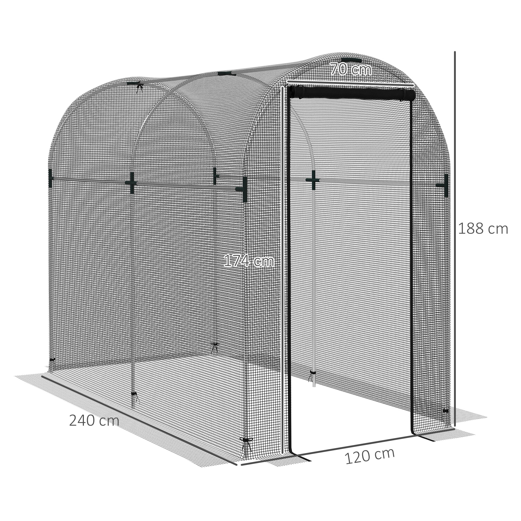 Fruit Cage, Plant Protection Tent Zipped Door, Galvanised Steel Black