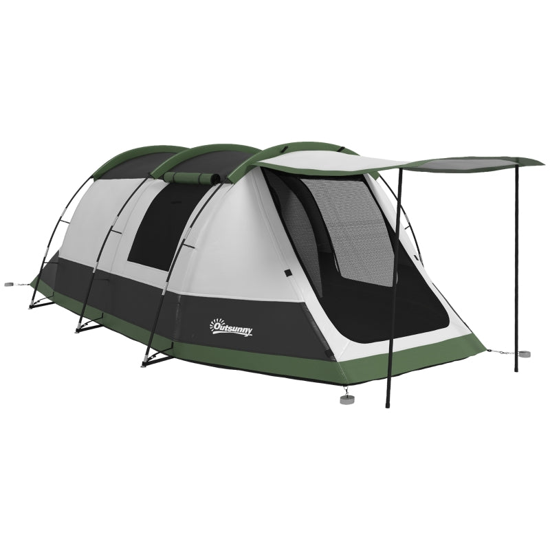 Three-Man Camping Tent Two Rooms and Porch Green