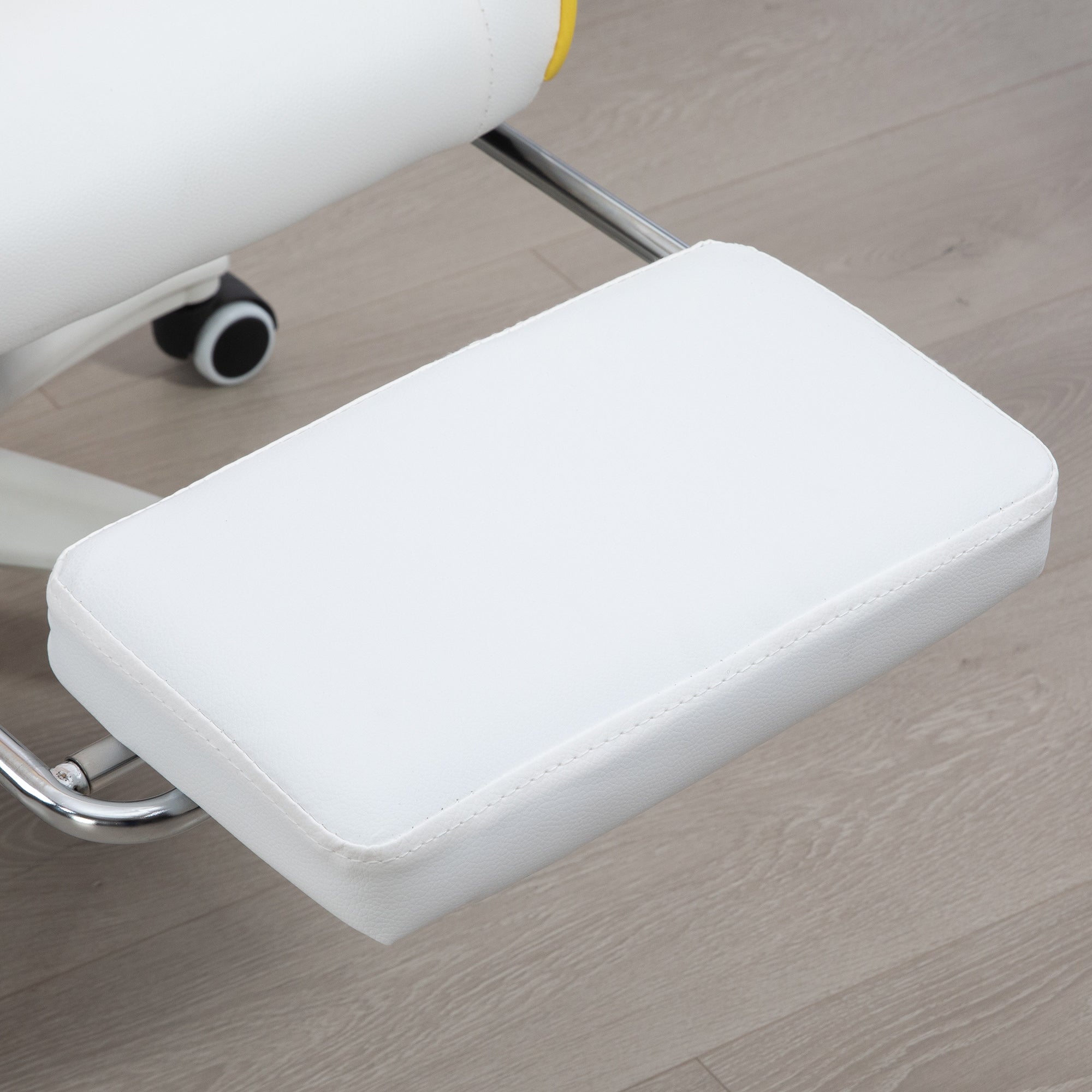 Racing Gaming Chair Reclining with Rabbit Ears Footrest Faux Leather Yellow