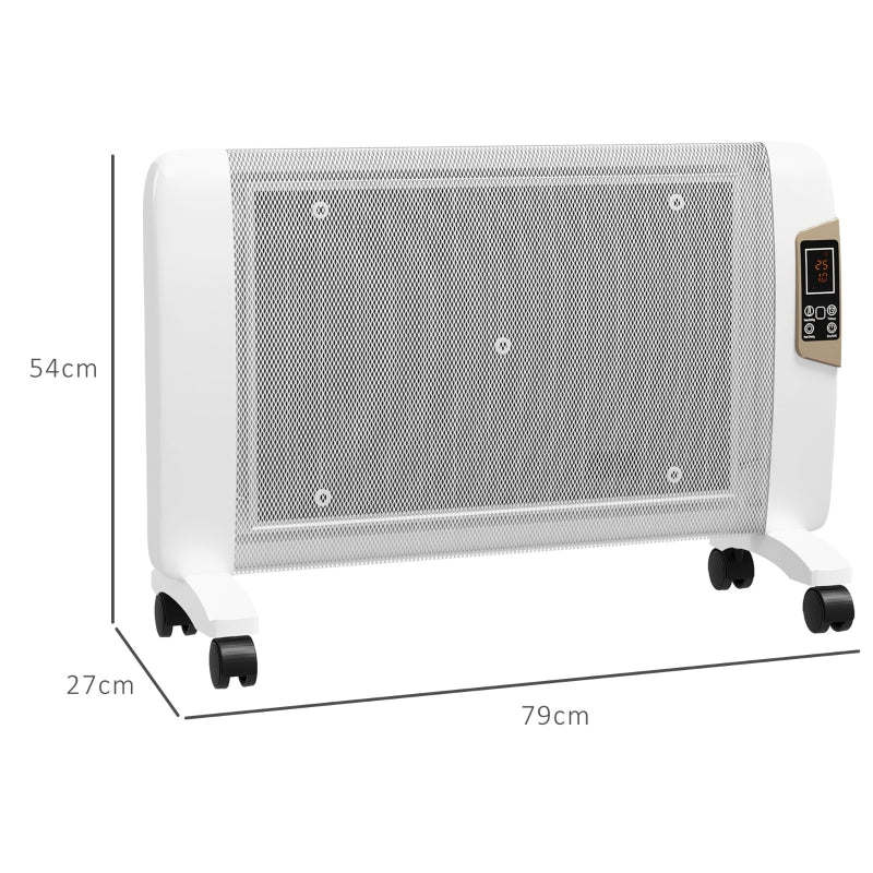 Mica Electric Space Heater, 2 Heat Settings 1000W/2000W Adjustable Temperature, White