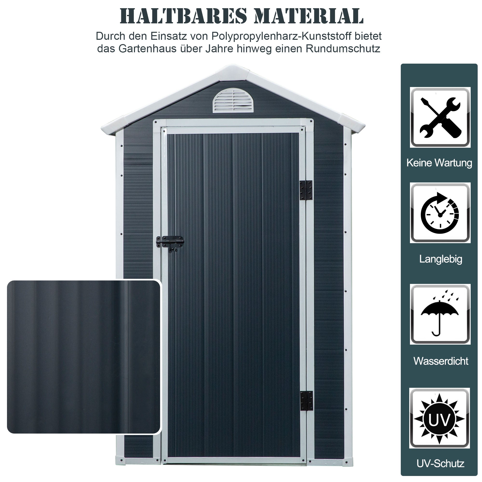 Garden Shed with Ventilation Window, Lean-to Metal, Grey