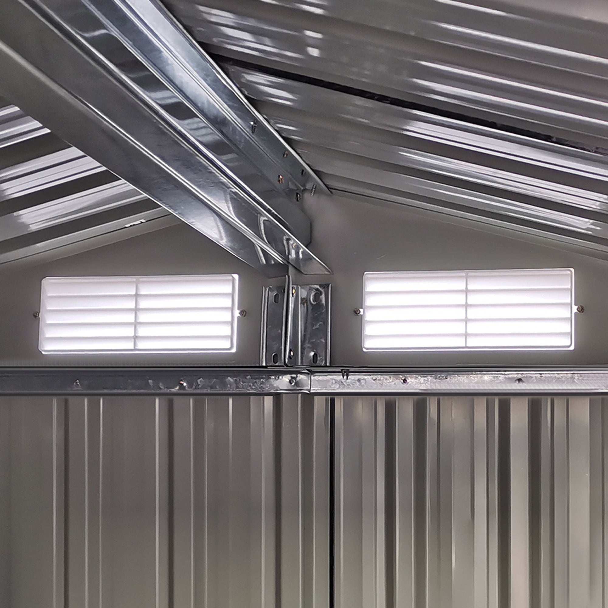 Garden Metal Tool Storage Shed with Sliding Door, Sloped Roof and Floor Foundation, Green